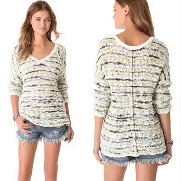 Free People knit pullover Marled Song Bird yellow knit sweater - Picture 3 of 10